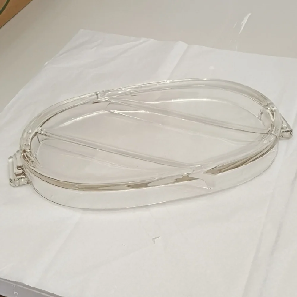 Vintage Clear Glass Vanity Tray Divided Dish Relish Tray Great Handles